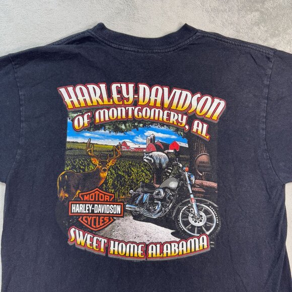 Y2K Harley-Davidson Flame Eagles Biker T-Shirt L Sweet Home Alabama Graphic - Picture 4 of 11